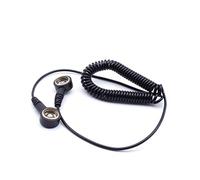 Quadrios ESD Protection Câble de terre spirale 10 mm Bouton pression des deux côtés Câble spirale 1,8 m Accessoire antistatique professionnel (conforme à la norme EN 61340-5-1)