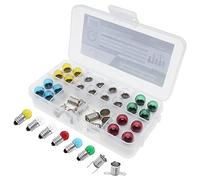 QUADRIOS GmbH Assortiment de 32 ampoules sphériques E10 multicolores (6V/50 mA) avec douilles et docteur, 32 pièces (pièces de rechange pour éclairage traditionnel, vélo, lampe de poche, modèle)