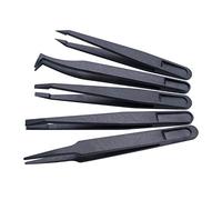 QUADRIOS Pince brucelle ESD 1903EC095 antistatique Lot de 5 (plate, large, plate, courbée, arrondie)