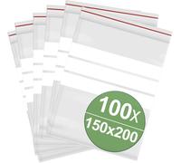 Quadrios Sachet à fermeture pression avec bande dinscription (l x H) 150 mm x 200 mm transparent Polyéthylène 100 pc(s)