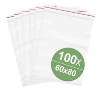 Quadrios Sacs à fermeture par pression sans bande d'étiquetage (l x H) 60 mm x 80 mm - Polyéthylène transparent