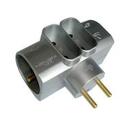 Multiprise 4 prises latérale pour TV écran plat - Quadriplite - 2x16A + 2x6A - Chrome - Zenitech