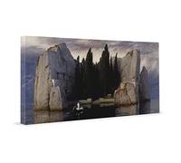 Quadro - Arnold Böcklin, Île des morts - Impression sur toile - Reproduction artisanale numérisée - Prête à suspendre, 80 x 160 cm