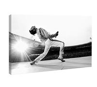Quadro Freddie Mercury Queen Wembley 1986 - Impression sur toile HD - Prêt à accrocher - Blanc et noir - 70 x 45 cm - Musique - Fabriqué en Italie