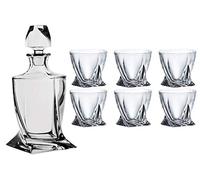 Quadro Série Bohemia Crystalline Whisky Ensemble de verres à whisky Carafe à whisky 6 Verres à décanter 0.85 litre