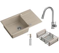 Quadron Comfort 111 évier avec mitigeur et accessoires beige/acier HCQP7850BEZK_3673500BS