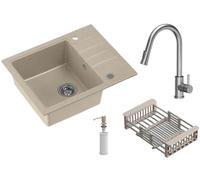 Quadron Comfort 116 évier avec mitigeur et accessoires beige/acier HCQP6250BEZK_3673500BS