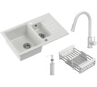 Quadron Comfort 156 évier avec mitigeur et accessoires blanc/blanche HCQP57850BIK_3673500WHM