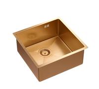 QUADRON Evier cuisine 1 bac Évier en acier inoxydable | Taille 44 x 44 x 19 cm Couleur: Cuivre Pvd (Bac Encastré) | PAUL Évier à encastrer | Évier de cuisine à cuve unique | Évier de cuisine simple