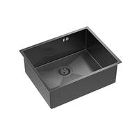 QUADRON Evier cuisine 1 bac Évier en acier inoxydable | Taille 54 x 44 x 19 cm Couleur : Graphite Pvd (Bac Encastré) | ANTHONY Évier à encastrer | Évier de cuisine simple | Évier encastrable