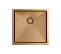 QUADRON Évier en acier inoxydable ANTHONY 50, SteelQ, évier de cuisine, 1 bac en 44x44x19cm, couleur: PVD cuivre, évier sous plan, évier de cuisine, évier pour éléments bas à partir de 45cm de large
