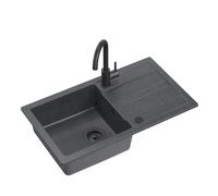 QUADRON Evier granit | Taille 77 x 44 x 17,6 cm Très Noir | GO MAX cuisine