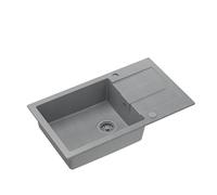 QUADRON Evier Gris | Dimensions 78 x 45 x 18,5 cm | CHRISTIAN 136 XL Granit Evier Cuisine Simple | avec Siphon Manuel et Égouttoir