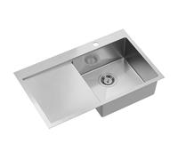 QUADRON Evier monocuve Evier en acier inoxydable | Taille 78 x 48 x 20 cm Couleur : Argent | RUSSEL 111 Evier encastré avec trou de robinet | evier cuisine 1 bac