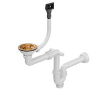 QUADRON Evier Plug Drain 3 1/2 » avec siphon à chambre unique - acier inoxydable, gain de place, respect de l'environnement, couleur: cuivre, SteelQ, pour évier de cuisine, cuisine, Design moderne