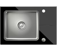 Quadron Hugh évier en verre et acier inoxydable 64x44 cm noir ST3564SC1BS