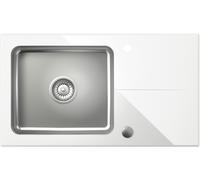 Quadron Hugh évier en verre et acier inoxydable 77x44 cm blanc ST3577SB1BS