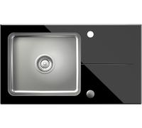 Quadron Hugh évier en verre et acier inoxydable 77x44 cm noir ST3577SC1BS