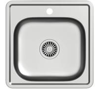 QUADRONÉvier en acier inoxydable moderne | Taille 48 x 48 x 16 cm Couleur: Satiné | JOE bassin simple | Evier de cuisine 1 bac | Ecoulement inclus | Evier adapté aux armoires de 45 cm et plus