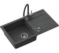 Quadron Ready Max évier avec mitigeur et distributeur noir/acier TQ7744RMCZ