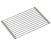QUADRON Tapis d'évier en silicone et acier | Taille 38 x 25 cm Couleur: Beige | Multifonctionnel Résistant à la température | QMAT pour la cuisine | Tapis de protection pour la vaisselle et l'évier