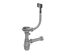 QUADRON Vidange manuelle de l'Evier avec siphon à 1 chambre, siphon pour Evier de Cuisine en Granit avec tuyau de vidange, couleur : acier, en SteelQ, Construction réfléchie, design moderne