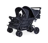 Quadruple Poussette Capacité 4 Enfants + Housse De Pluie + Pare-soleil Noir TU