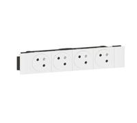 Quadruple prise de courant 4x2P+T Surface Soluclip blanc pour goulotte Mosaic à clippage direct 8 modules - LEGRAND