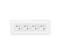 Legrand – Prise quadruple murale précâblée Mosaic Surface Link 45° 2P+T avec boîte et plaque Blanc