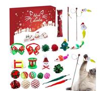 Quaeetyu Jouet pour chat, compte à rebours de 24 jours pour chats, jouet à mâcher interactif pour chat, jouet de Noël pour chat, calendrier de l'Avent amusant pour chats, compte à rebours de Noël pour