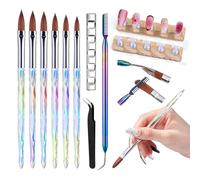 Quaferen Kolinsky Lot de 23 pinceaux en acrylique pour nail art Taille 6/8/10/12/14/16 Pinceaux pour application acrylique Professionnel pour poudre Extension d'ongles 3D Sculpture Pinceau gel pour
