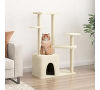 QUAHEAS Arbre à chat avec colonnes en sisal et peluche douce, 107,5 cm de haut, mobilier pour chat avec maison, plateformes, hamac pour escalade, entretien des griffes, salon, balcon, fenêtre