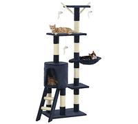 QUAHEAS Arbre à chat avec colonnes en sisal recouvert de peluche, 138 cm de haut, tronc en bois stable, avec 3 jouets de souris, abri, plateforme d'observation, idéal pour appartement intérieur, salon