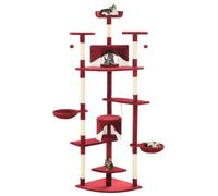 QUAHEAS Arbre à chat avec griffoir en sisal, 203 cm de haut, arbre à chat stable avec peluche, deux maisons, jouets et paniers, idéal pour grimper, griffer, dormir, meubles robustes pour l'appartement