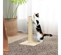 QUAHEAS Arbre à chat crème avec tronc enveloppé de sisal - 22 x 22 x 45 cm - Housse en peluche douce - En bois solide - Meuble d'intérieur pour chat pour escalade, entretien des griffes et plaisir de