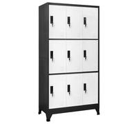 QUAHEAS Armoire à casiers verrouillables, 90 x 45 x 180 cm, en acier, portes verrouillables, fentes d'aération, porte-badge, pour bureau, école, maison, rangement sûr