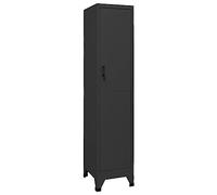 QUAHEAS Armoire à casiers verrouillables - Anthracite - 38 x 45 x 180 cm - En acier - Verrouillable avec 2 clés - Armoire de rangement robuste pour bureau, école, maison, armoire polyvalente
