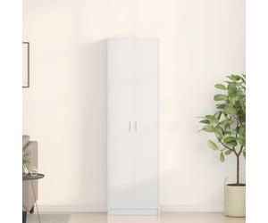 QUAHEAS Armoire blanche 55 x 25 x 189 cm, en bois dérivé du bois, avec 5 étagères et portes battantes, solution de rangement moderne pour chambre à coucher, durable Wardrobe Closet