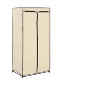 QUAHEAS Armoire - Crème - 75 x 50 x 160 cm - Housse en tissu avec fermeture éclair - Armoire portable pour vêtements, chambre à coucher - Cadre en fer solide - Montage facile