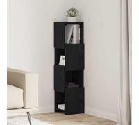 QUAHEAS Armoire d'angle blanche 25,5 x 25 x 102 cm - En matériau dérivé du bois - 4 étagères - Design peu encombrant pour salon, couloir, cuisine - Solution de rangement polyvalente