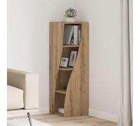 QUAHEAS Armoire d'angle blanche 32 x 32 x 102 cm, en matériau dérivé du bois, 4 étagères, design moderne, étagère d'angle peu encombrante pour salon, armoire de rangement polyvalente