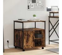 QUAHEAS Armoire de bureau avec possibilité de chargement - Chêne fumé - 61 x 46 x 67 cm - Caisson à roulettes avec 4 compartiments - Étagère pour bureau à domicile