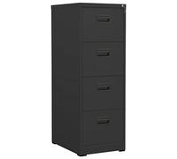 QUAHEAS Armoire de classement anthracite en acier 46 x 62 x 133 cm avec 4 tiroirs verrouillables et roulement à billes pour classeur A4 format A4
