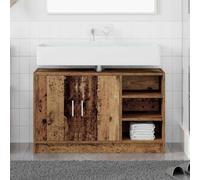 QUAHEAS Armoire de lavabo en bois recyclé 90 x 29 x 55 cm, meuble de salle de bain, meuble de salle de bain rustique, facile d'entretien, avec espace de rangement