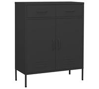 QUAHEAS Armoire de rangement anthracite 80 x 35 x 101,5 cm en acier avec 2 portes, 2 tiroirs, étagère réglable, pour bureau, garage, atelier, maison
