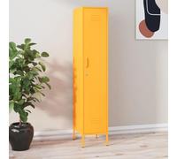 QUAHEAS Armoire de rangement en acier avec 4 étagères, pieds verrouillables, 35 x 46 x 180 cm, jaune moutarde