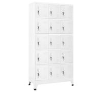 QUAHEAS Armoire de rangement robuste en acier à 15 compartiments avec clés - Gris clair - 90 x 40 x 180 cm