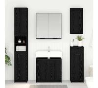 QUAHEAS Armoire de salle de bain aspect chêne noir, 64,5 x 33,5 x 59 cm, en bois avec portes, grand espace de rangement, durable, facile à nettoyer, pour salle de bain, esthétique moderne