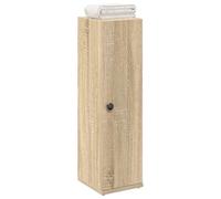 QUAHEAS Armoire de salle de bain, en chêne Sonoma, avec porte-rouleaux, 20,5 x 22 x 72 cm, en matériau dérivé du bois, avec espace de rangement pour papier toilette, résistant à l'humidité
