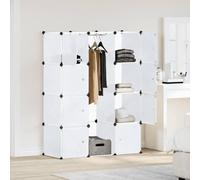 QUAHEAS Armoire modulaire à 9 compartiments, 109 x 36,5 x 143 cm, blanc, en plastique, système de garde-robe polyvalent pour chambre à coucher, couloir, salon